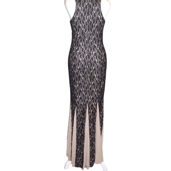 Cachet Black Beaded Round Neck Sleeveless Lace Mermaid Formal Dress 4 - Picture 2 of 3